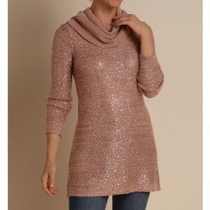 SOFT SURROUNDINGS Claire Cowl Sweater Pink Size Petite Large